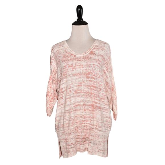 NIC &‎ ZOE NEW $98 Sand Dune Melange Stripe Linen Blend Tunic Top Tea Dust XS - Picture 1 of 3